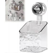 (S- 9.7x11.4x18.9cm,transparent)Shower Caddy Suction Cup Shower Shelf, Bathroom Shower Basket NO-Drilling Shower Organizer Shelf for Shampoo Body Wash