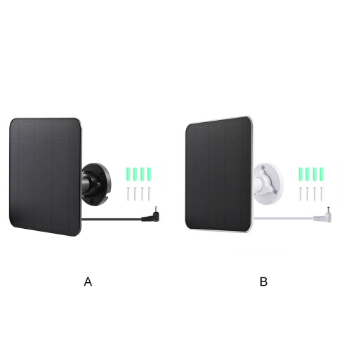 (Black) Solar Panel Charger For Ring Camera Stable Output Voltage Higher 2