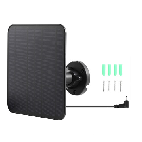 (Black) Solar Panel Charger For Ring Camera Stable Output Voltage Higher