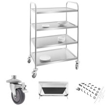 Chariot de serveur Royal Catering en acier inoxydable - 4 étagères