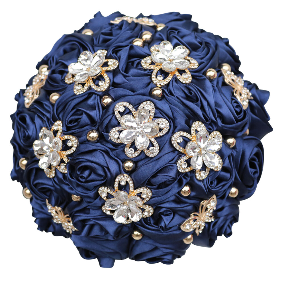 (dark blue) Wedding Satin Simulation Bouquet Realistic And Low Maintenance Elegant-image-OPC-PK97HCW-NEW