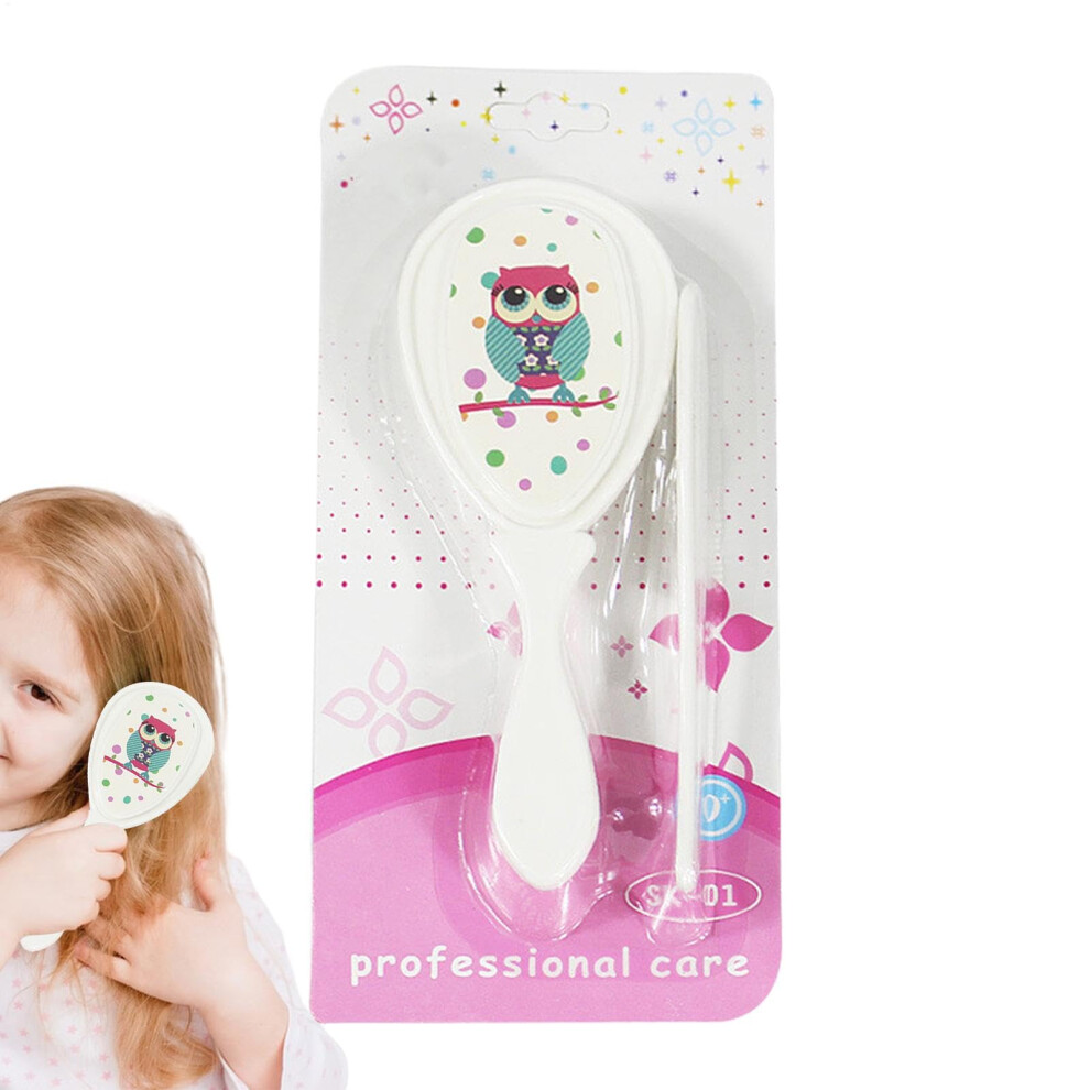 Baby Hair Brush Set for Newborns - Soft Cradle Cap Grooming Hairbrush with Scalp Massage for Bathing Toddlers, White