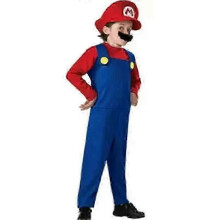 (M-(Jungen) Red Mario) Erwachsene Kinder Super Mario Bros Luigi Cosplay Kostüm Outfit Kostüm Party Set