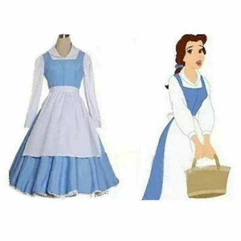 (XL) Costume de cosplay adulte Belle, robe de soubrette bleue de La