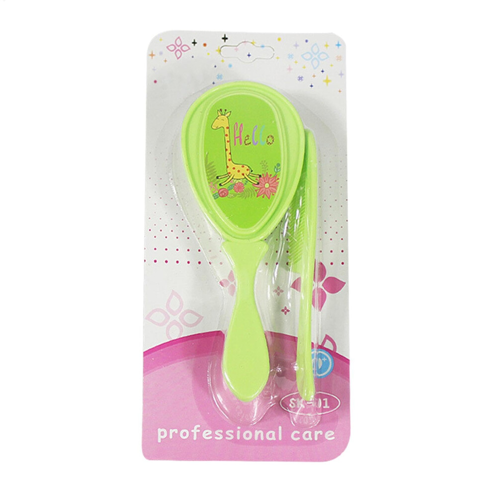 Baby Comb And Brush Set For Toddlers | Soft Bristle Hairbrush And Cradle Cap Care For Kids | Scalp Massager Green
