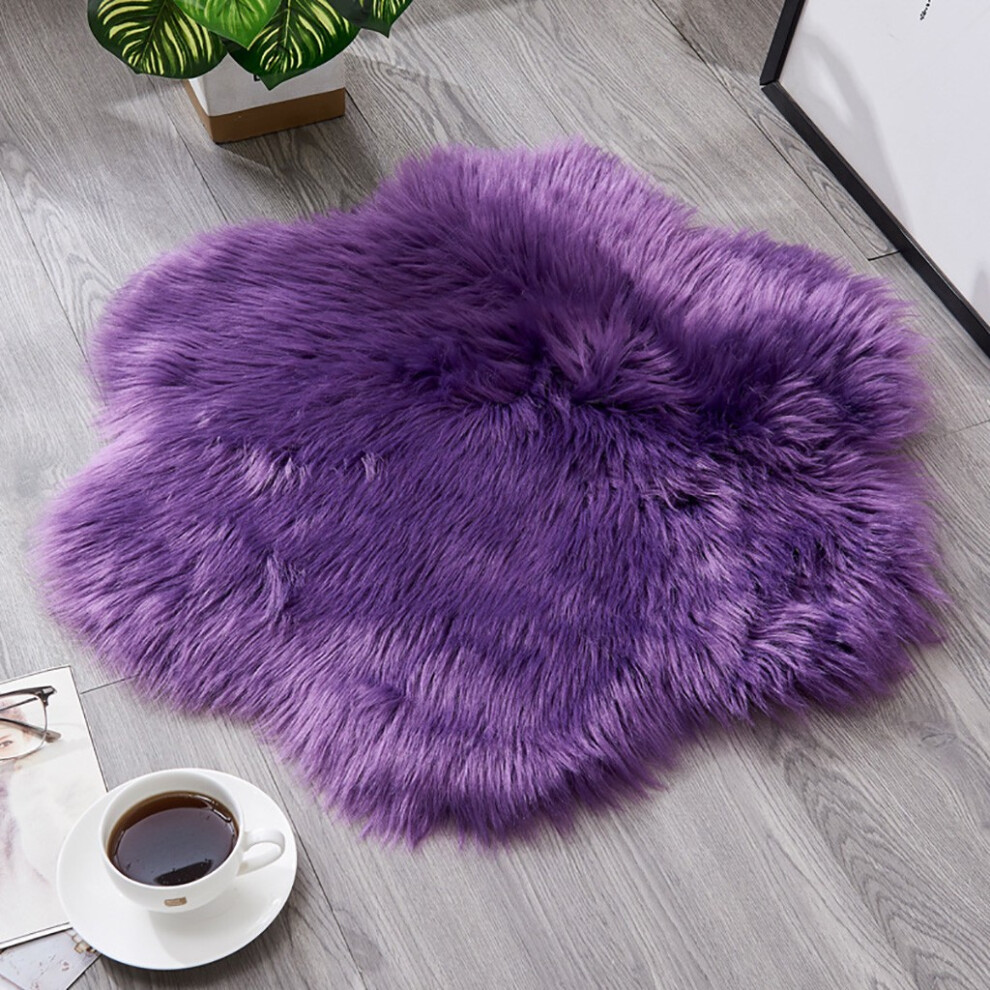 (Purple) Wool Imitation Sheepskin Rugs Faux Non Slip Bedroom Carpet Mats-image-OPC-PK97VCY-NEW