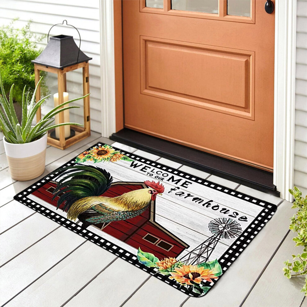 (A) Big Rooster Decorative Rug In Front Of The Door Rug Super Absorbent Dry Rubber Backing Non Slip Washable Super Soft Non Slip Decor-image-OPC-PK97XRJ-NEW