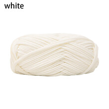 (White) Home DIY crochet thread of Wool Hand Woven Basket Thick Knitted Blanket