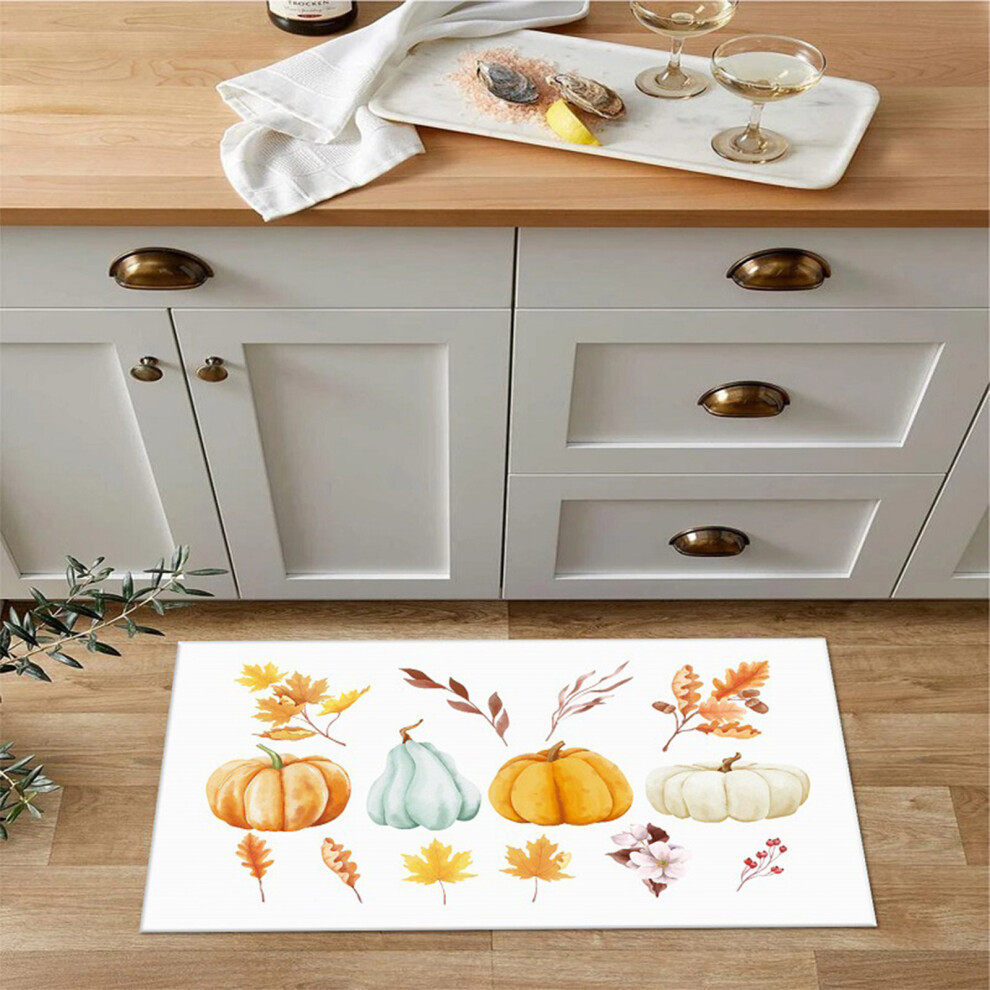 (White) Halloween Thanksgiving Pumpkins Doormat Rug - Non-Slip Entrance Doormat Rug Indoor For Home/Bathroom/Kitchen/Bedroom-image-OPC-PK97Y56-NEW