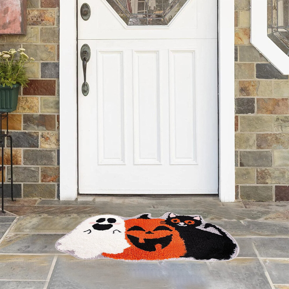 (A) Pumpkin Imitation Cashmer Carpet Pad Entrance Blanket Bedside Blanket 24X16 In Small And Cute Decorative Carpet 4651941559308