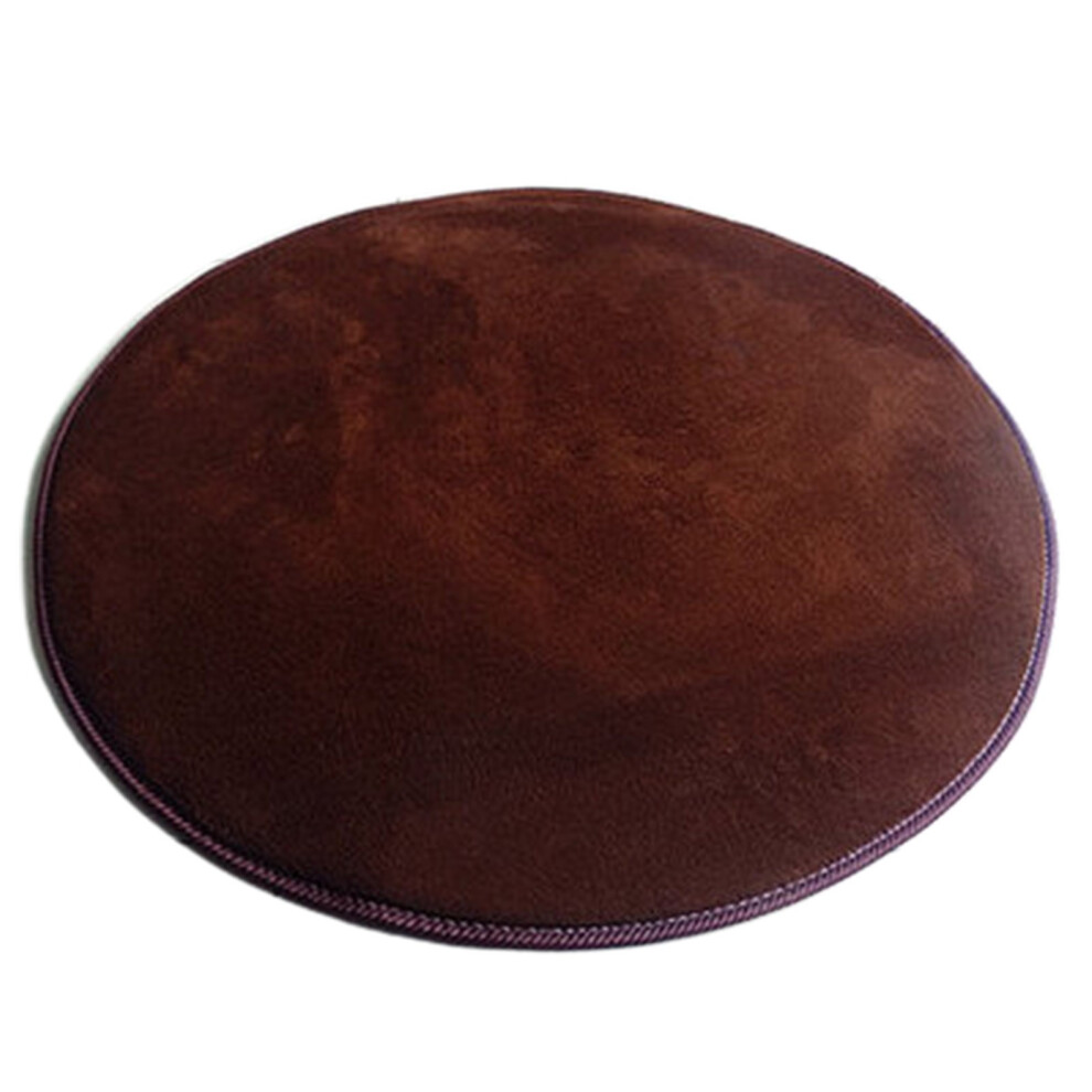 (Brown) Round Solid Velvet Foam Carpets Area Rug Bedroom Doormat Floor Mat Mats 4651941573519