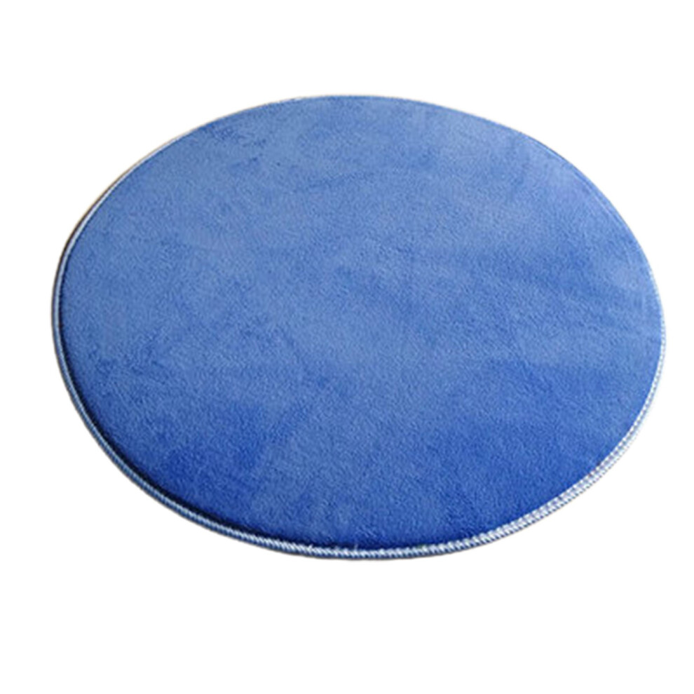(Blue) Round Solid Velvet Foam Carpets Area Rug Bedroom Doormat Floor Mat Mats 4651941573373