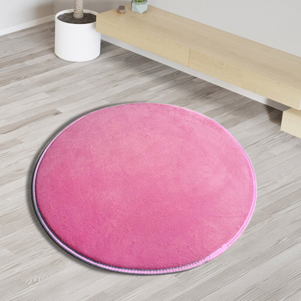 (Pink) Round Solid Velvet Foam Carpets Area Rug Bedroom Doormat Floor Mat Mats 4651941573533