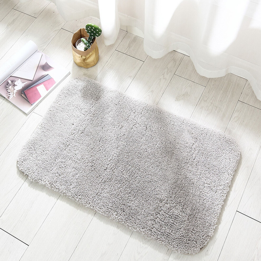 (Gray) Microfiber Bathroom Rugs Bath Mat Extra Thick, Soft Absorbent, Bath Rugs For Bathroom 4651941577050