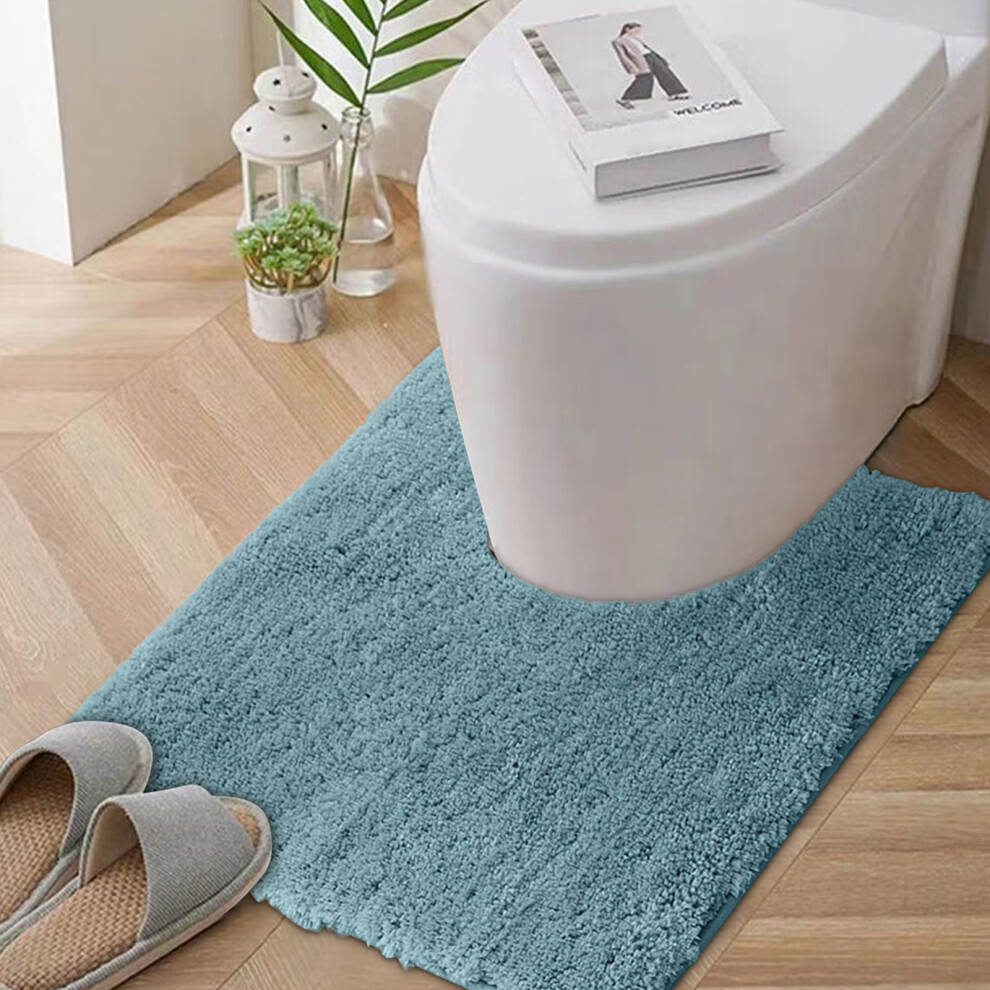 (Blue) Bathroom Floor Mat Bathroom-Shaped Thickened Mat Water Absorbing Door Mat Drying Foot Mat Toilet Islip Carpet 4651941573618