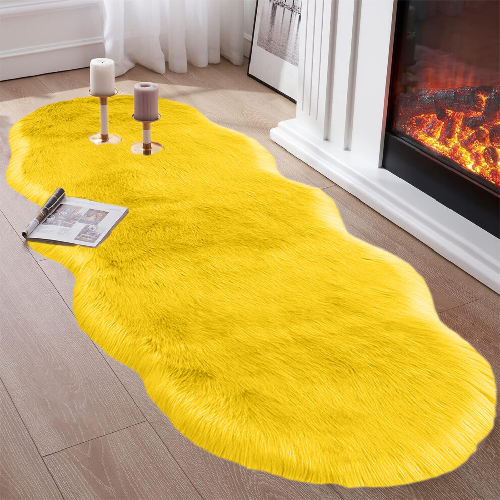 (Yellow) 55in Extra Large Bedroom Rugs Plush Rugs For Bedroom Rugs Bath Carpet Living Room Runner Rug Soft Comfortable Water Absorption Non Slip Thick