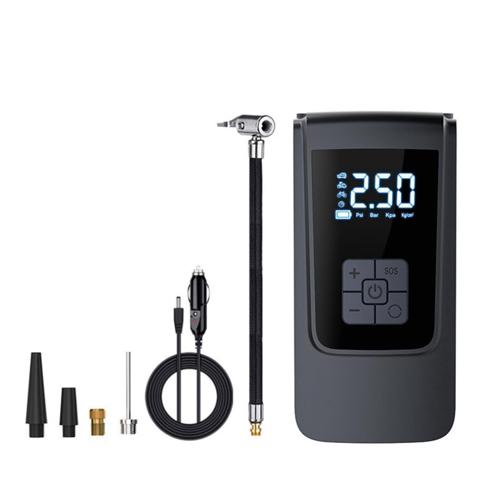 Digital Display Air Compressor For Car And Bicycle Tire Inflator, Cordless Portable Air Pump With Rechargeable Battery 6038364012456