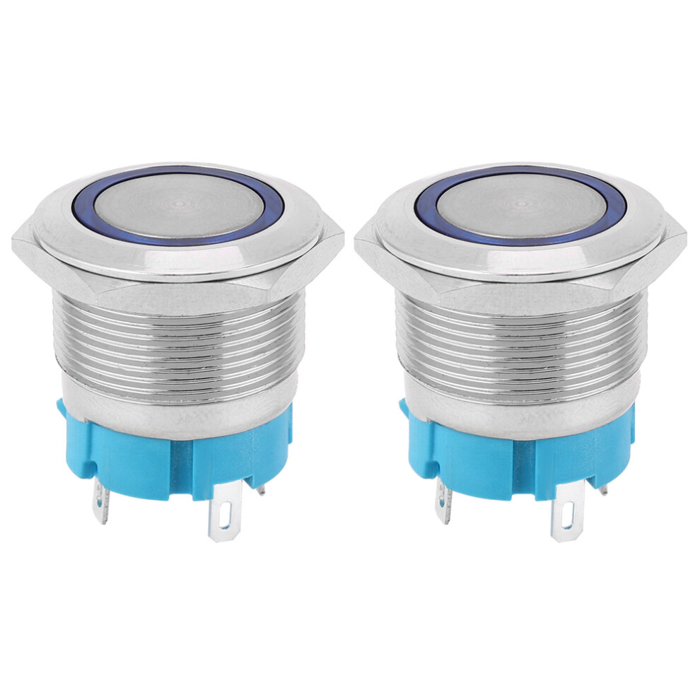 2PCS 4 Pin Self Locking Push Button Switch with
