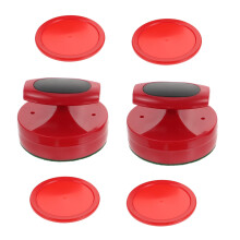 Hockey Machines Accessories Set - Air Hockey Pusher, Grips, Pucks, Net, Goalkeeper, Red Plastic, Standard Size