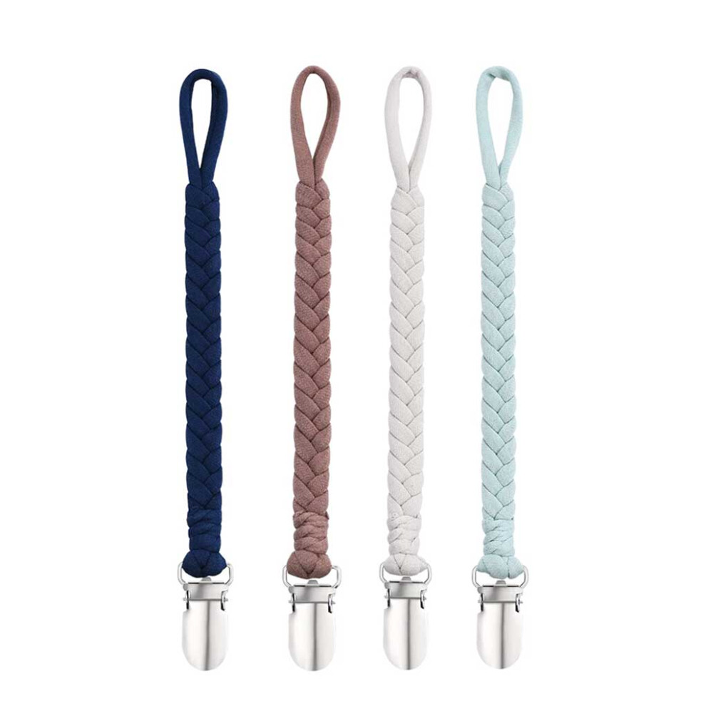 4pcs Clips Dummy Leashes Soothers Pacifiers Stainless Holders