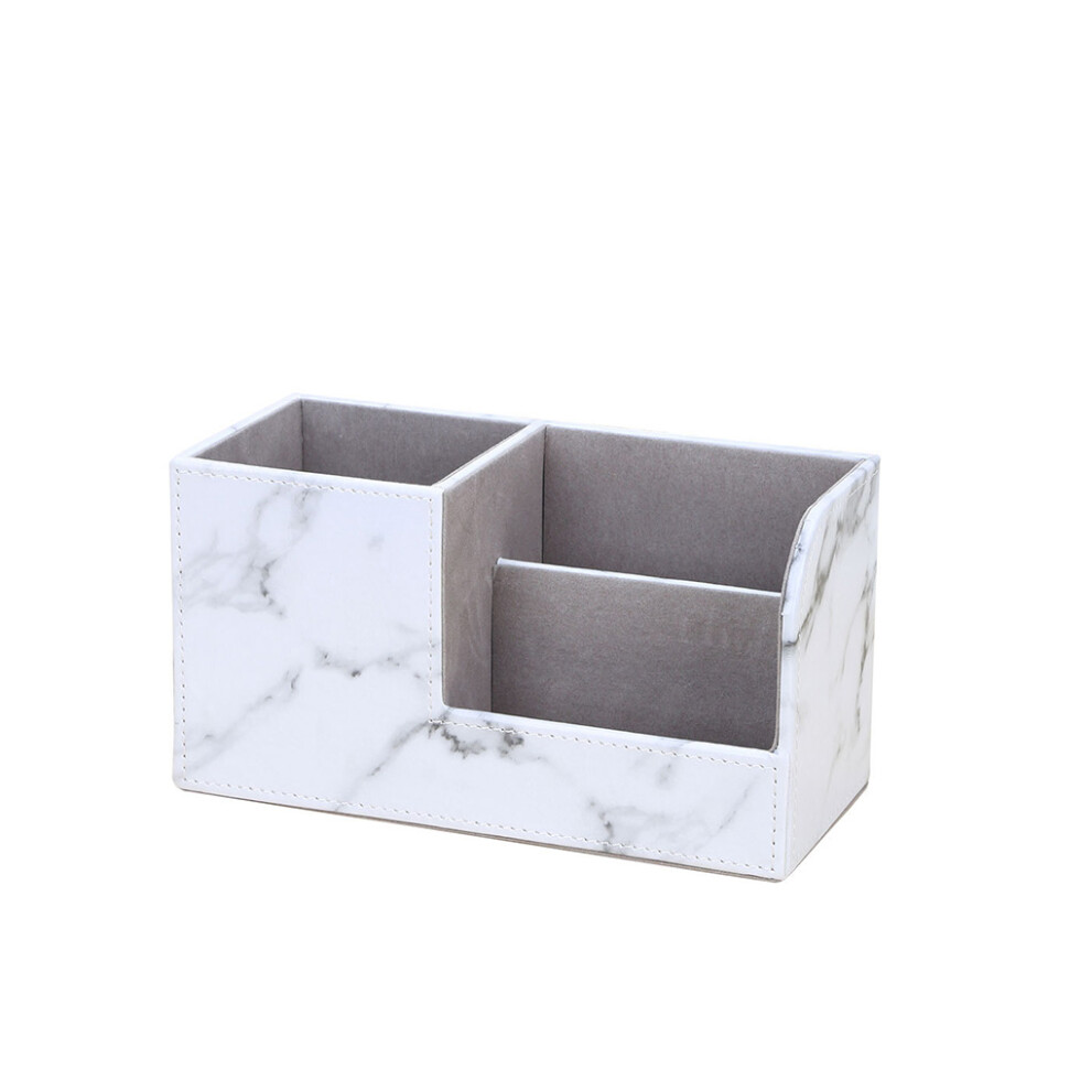 (White Marbles) Desk Organizer Leather Stylish Storage Box Pen Holder Pencil Cards-image-OPC-PK98Q57-NEW