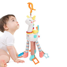 Baby Rassel | Soft Plush Hanging Baby Toy with Wind Chime and Crinkle Rattle for Crib Travel Mobile, White