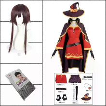 (A3 Kostümperücke-XXL) Anime Megumin Cosplay Kostüm Damen Zauberin Kleid Outfits Megumin Cos Perücke