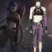 (S-Met pruik) Arcane Jinx Cosplay Kostuumset voor Vrouwen, Loose Cannon Carnaval Outfit
