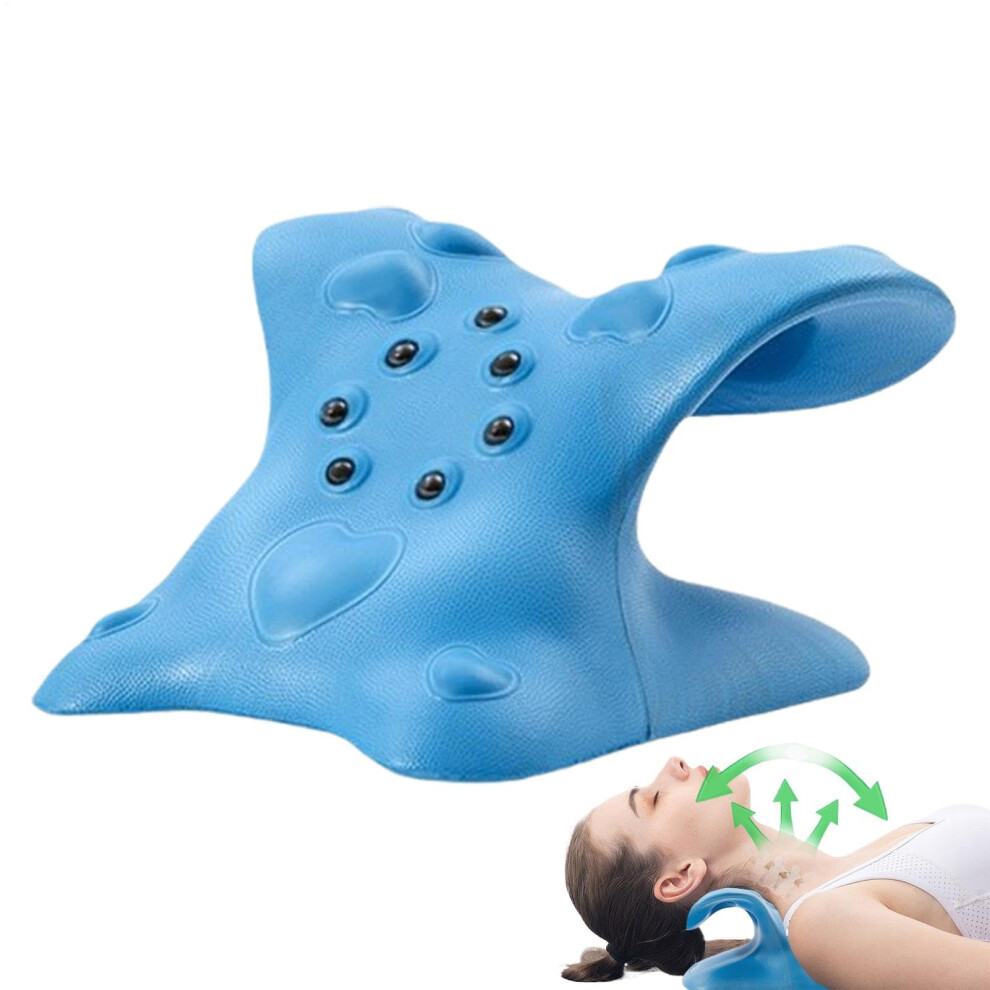 Neck Relaxer Pillow with Neck Stretcher and Upper Back Massage Points, Portable Cervical Spine Alignment for Men and Women