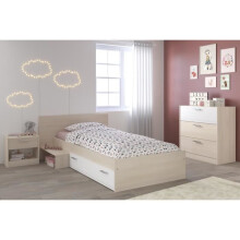 PARISOT Quarto Infantil Completo estilo contemporâneo decoração acácia clara e branca - l 90 x L 190 cm - CHARLEMAGNE