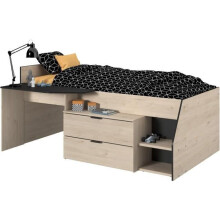 Cama combinada infantil PARISOT Kim - Jackson Oak e preto - 90x190/200 cm