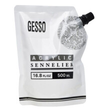 Gesso - White - Primer for acrylic paint - Sennelier - 500ml pouch