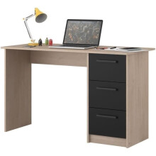 Bureau PARISOT com 3 tiradores - Decorado em carvalho/preto - L 121,4 x P 55 x H 74,5 cm - ESSENCIAL