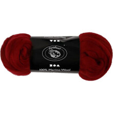 Feutrine - lã de feltro - kit de feltragem Kartehuset - 46085 - Lã merino, 21 micrômetros, vermelho escuro, África do Sul, 100 g