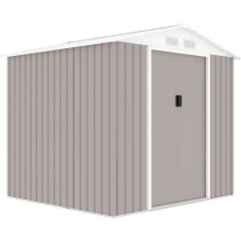 Rifugio da giardino in metallo 4,07 m² - 213 x 191 x 195 cm - MARS - Kit di ancoraggio incluso, 2 porte scorrevoli - Taupe