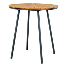 Runde Garten Tisch 70x70x74 cm aus Teakholz und Metall - CLEVY