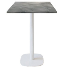 60 x 60 cm high table - Round model white leg blue moon