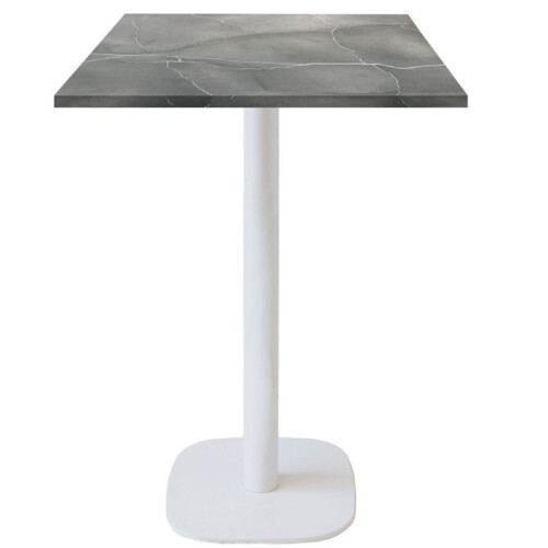 60 x 60 cm high table - Round model white leg blue moon