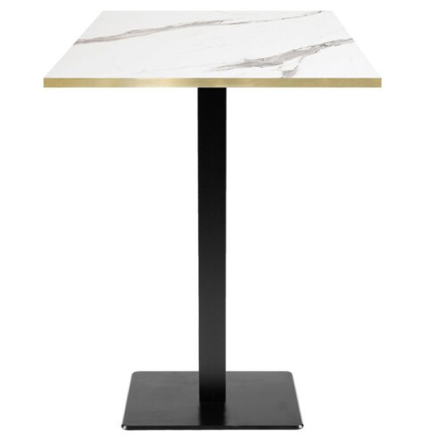 60 x 60 cm high table - Milan model white marble brass edges