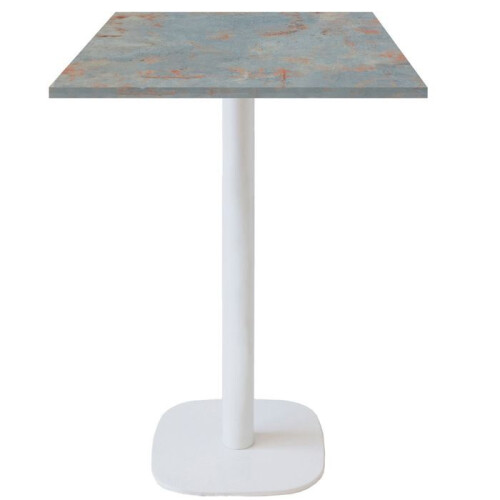 60 x 60 cm high table - Round model with white, rust-grey base