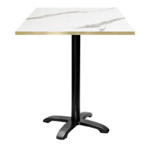 Bar table 70 x 70 cm - Bazila model white marble brass edges