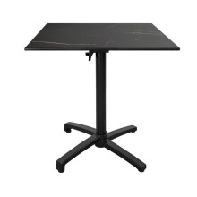 Klappbare Terrassentisch aus Compact HPL mit Feuer-Marmor-Dekor 70 x 70