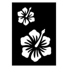 Pochoir Hibiskus - Ki Zeichen - 7x10 cm - Selbstklebend - Wiederpositionierbar - Wiederverwendbar