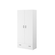 PARISOT Armadio 2 porte battenti + 1 cassetto - Pannelli di particelle - Decorazione Bianca - L 78 cm x P 38 cm x H 170 cm - VARIA