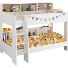 PARISOT Camas beliche infantil 2 x 90x200 cm - Decoração Carvalho e Branco Sombra - Estruturas incluídas - JIM
