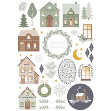 Transferencia de película Rub On - ARTEMIO - Hogar para Navidad - 32 motivos - Decoraciones de Navidad - Adulto