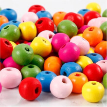 Mix of round wooden beads in bright colors with a matte surface. ref 571060