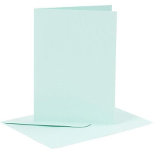 Cartões duplos e envelopes - Azul claro - 10,5 x 15 cm - 12 pcs - Papel cartão pesado - Envelope com adesivo