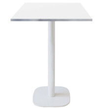 60 x 60 cm high table - Round model white leg white stainless steel edges