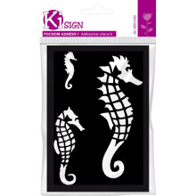 Schablone mit Kleber - KI-SIGN - Seepferdchen - 7x10 cm - Wiederverwendbar - Für Textil und Haut